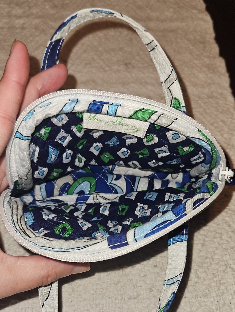 Vera Bradley Navy, Blue & Green Quilted Mini Wristlet